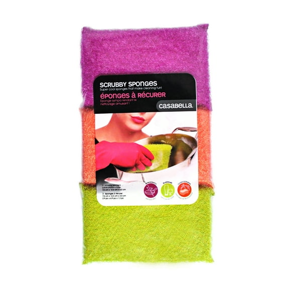 Casabella Scrub Sponges, Assorted Colors, 3 ct