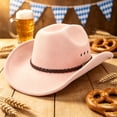 thumbnail image 5 of Ceisia Men Wide Brim Cowboy Hat Solid Color Braided Band Decor Western Style Hat For Outdoor Party Travel Daily Wear Gift, 5 of 5