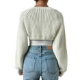 thumbnail image 4 of Wassery Women Knitted Cardigan Solid Color Long Sleeve Open Front Knitwear Shrug Sweaters Coat Autumn Winter Casual Loose Knit Jacket Outwear, 4 of 5