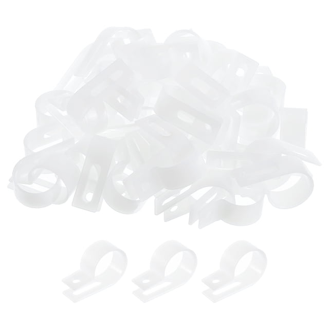 Unique Bargains Pinces de Câble Type R, 19mm 0.74 Pouce Organiseur de Câble Clips de Cordon Blanc, 200 Pcs