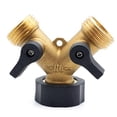 thumbnail image 4 of Garden Hose Splitter 2 Way Heavy Duty Brass Connector Tap Splitter, Y Splitter 2 Valves with 4 Extra Rubber Washer, 4 of 5