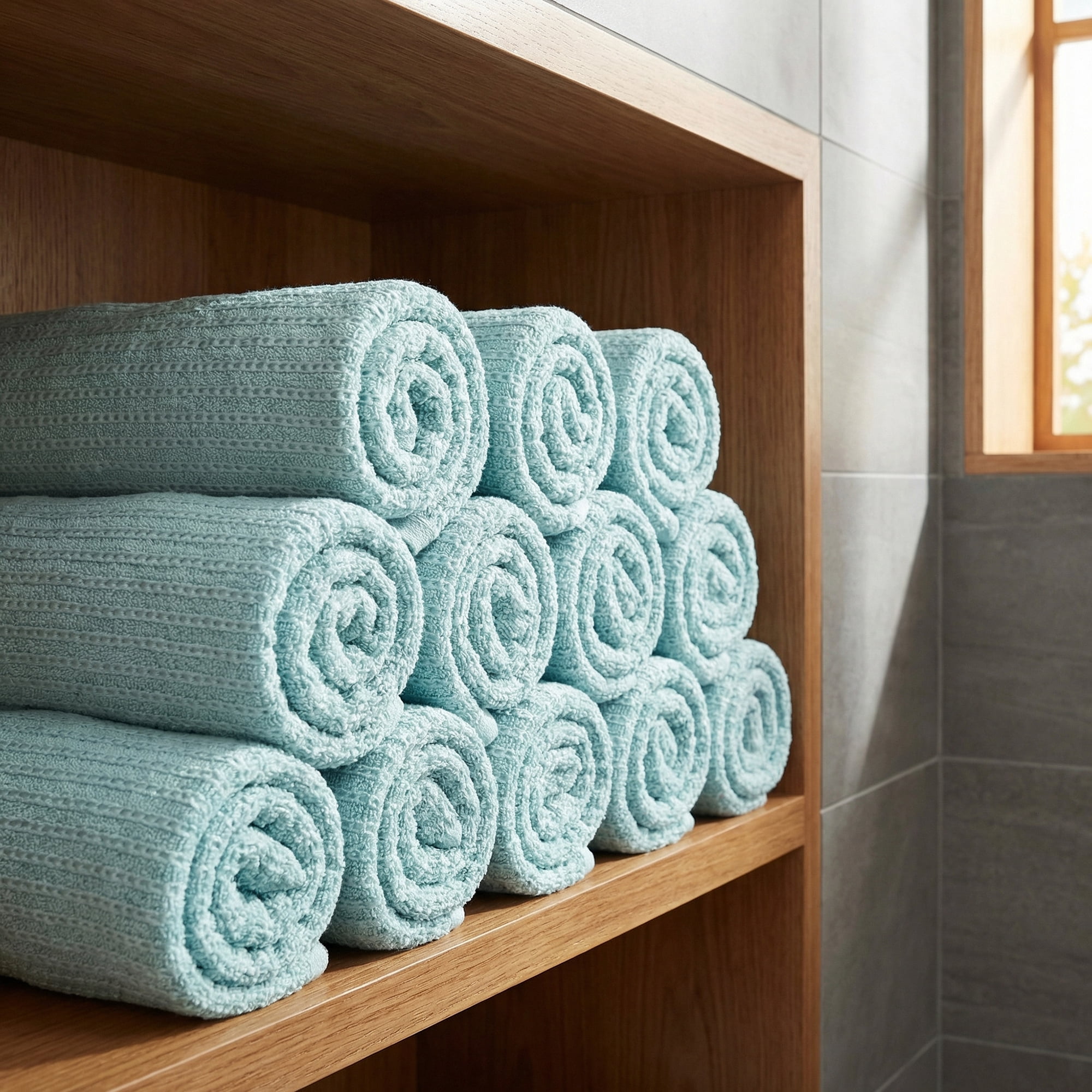 Unique Bargains Cotton Waffle Soft Absorbent Bath Towels 2 Pack Blue/Grey 55"x28"