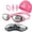 Pink, variant on Radetop swimming goggles set, equipped with swim cap, nose clip, earplugs, and goggles box, black