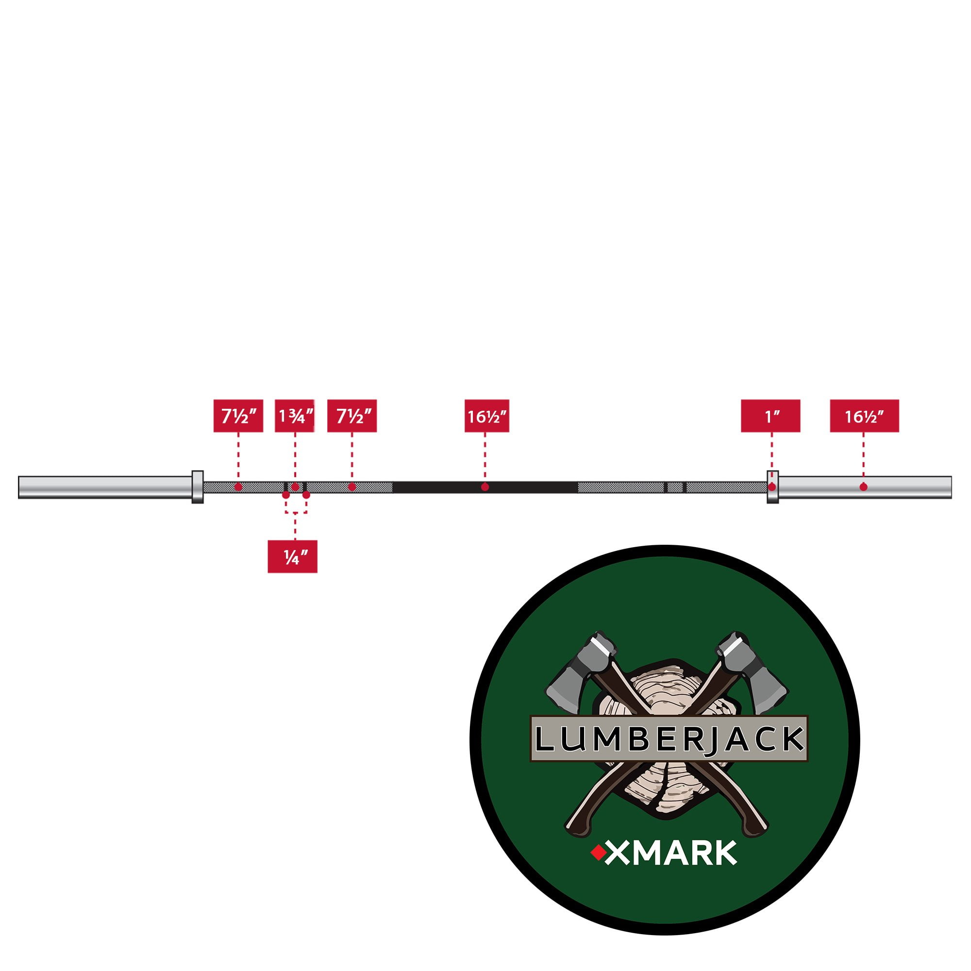 XMark LUMBERJACK 7' Olympic Bar, Chrome with Black Manganese Phosphate shaft, 28 mm grip