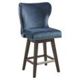 thumbnail image 1 of Madison Park Hancock 27" Solid Wood Polyester Swivel Counter Stool in Dark Blue, 1 of 9