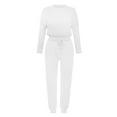 thumbnail image 4 of Conjunto de jogging de 2 piezas para mujer: camiseta de manga larga y pantalones de chándal con cordón. Conjunto informal de poliéster para todas las estaciones., 4 of 4