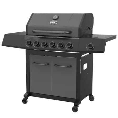Expert Grill 6-Burner Propane Gas Grill with Side Burner and Side Table, Graphite