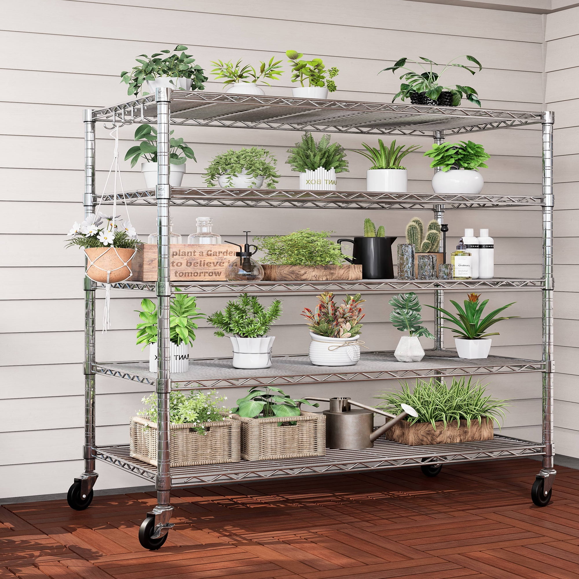TrumanPick 76"H x 48"W x 24"D Wire Shelf, 5-Tier Adjustable Storage Shelves, Heavy Duty Garage Shelving, Metal Shelving Unit for Kitchen Pantry&Laundry, Chrome