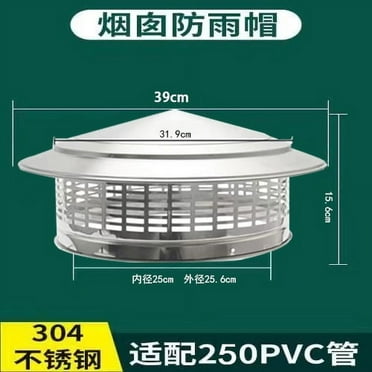 ITSELFER Stainless Steel Chimney Cap 15 Inch Metal Round Chimney Cap Rainproof Vent Cap For Roof Ventilation Outdoor Chimney Cover
