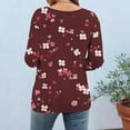 thumbnail image 6 of CYMMPU Spring Tunic Tops 3/4 Sleeve Blouses for Women Dressy Casual Fall Fashion Shirts Loose Fit Flower Pattern Button up V Neck Business Elegant Work Topss Wine XXXL, 6 of 7