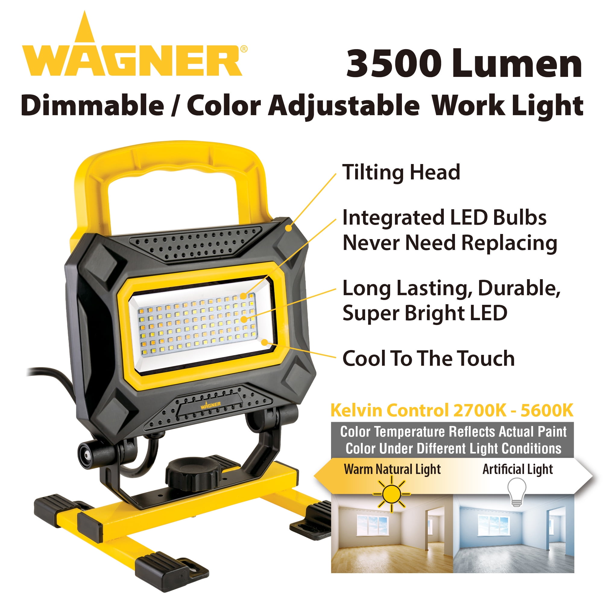 240027 Wagner 1500 Lumen Portable LED Worklight 5000 Kelvin 19 Watts 