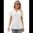 thumbnail image 3 of Camisas de Mujer con Cuello de Solapa, Cuello en V, Blusa de Corta, Blusa Informal Elegante. L, 3 of 9