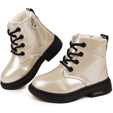

Kids Girls Leather Waterproof Ankle Boots Fleece Thermal Shoes For Winter