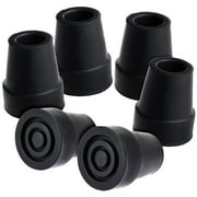6 Pack Replacement Rubber Cane Tips for Canes, Walking Sticks, Walkers (Black, 3/4 Inch Tip)