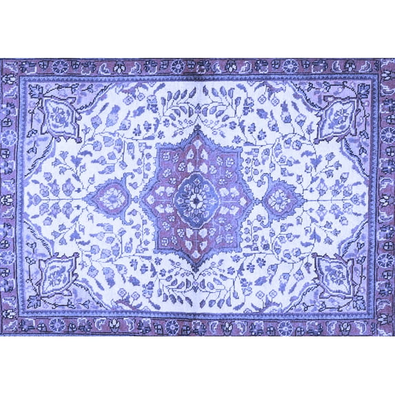 Ahgly Company Indoor Rectangle Medallion Blue Traditional Area Rugs, 5' x 7'