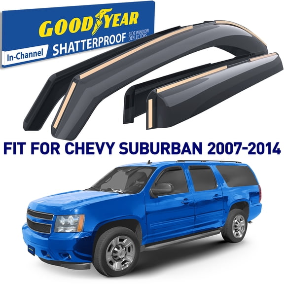 Goodyear Shatterproof In-Channel Window Deflectors for Chevrolet(Chevy)Suburban 1500 2007-2014/Suburban 2500 2007-2013,Rain Guards,Window Visors for Cars,Vent Deflector,Car Accessories,4 pcs-GY007710