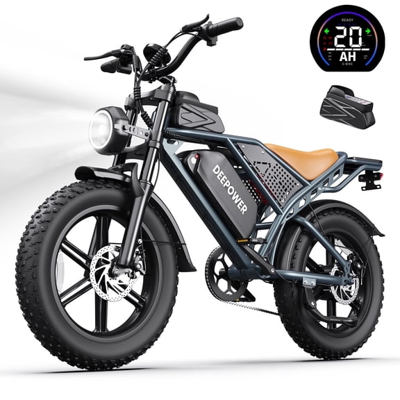 DEEPOWER Electric Bike for Adults, 750W Motor& 28MPH Electric Dirt Bike, 48V 20AH Battery, 70-160 Max Miles,Dual Suspension Ebikes for Adults, 20" Fat Tire E Bike, UL2849 Certified