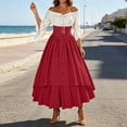 thumbnail image 6 of KICILVS Pirate Costume Women Medieval Peasant Dress Off Shoulder Button Front Layered Ruffle Skirt Cosplay Outfit, 6 of 9
