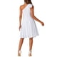 thumbnail image 3 of Vestido de fiesta A-Line con tirante asimétrico y lazo para mujer INSPIRE CHIC, con bolsillos, color blanco, talla S, 3 of 6