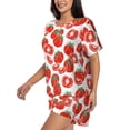 thumbnail image 2 of Naloa Hand Drawn Tomatoes Women's Short-Sleeved Pajama Set, Loungewear, Summer pajamas, Breathable Cozy - Medium, 2 of 9