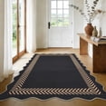 thumbnail image 2 of HIWEAVER Black/Brown 9' x 12' Scalloped-edge Easy Jute Area Rug for Living Room Modern Bordered Indoor Outdoor Neutral Carpet for Patios Non Slip Washable Throw Mat for Home Decor, 2 of 7