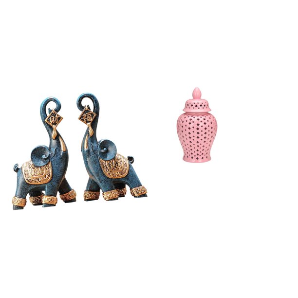 Figura de elefante,Figuras de elefantes,estatuas,adornos de animales,Escultura coleccionable para dormitorio,decoración del hogar,regalo.,Tarro de jengibre de cerámica,Jarrón de cerámica
