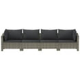 thumbnail image 2 of vidaXL Ensemble de Salon de Jardin 4 Pcs avec Coussins Gris en Rotin Poly, 2 of 5