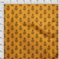thumbnail image 3 of oneOone Cotton Jersey Mustard Yellow Fabric Floral Block Dress Material Fabric Printed Fabric By The Yard 58 Inches Wide, 3 of 4