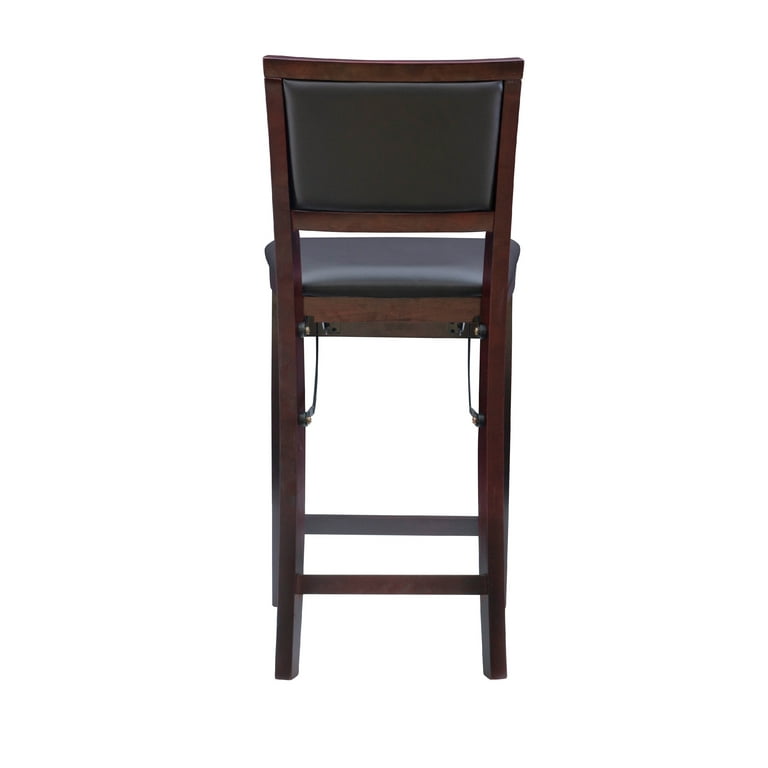 Linon Kristle 24 Folding Mid Back Counter Stool Merlot Dark Brown Faux Leather Walmart