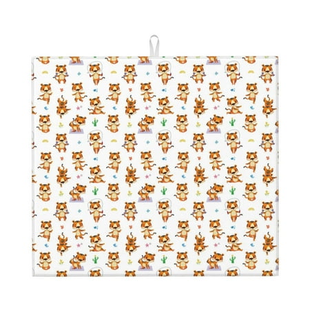 

Pofeuu Tigers go in for Sports Print Ultra Water Absorbent Microfiber Dish Drying Mat Drying Mat for Kitchen Kitchen Counter Accessories