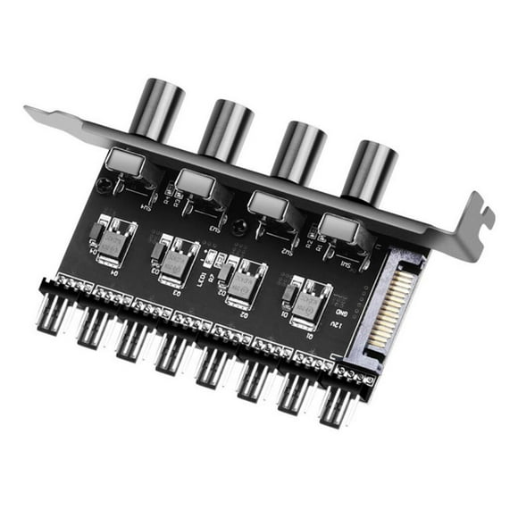 MERIGLARE 4Pin 3Pin PC Case Cooling Fan Hub 4 Knob Speed Control 12V 8 Way PC Fan Hub for Interface