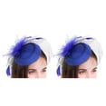 thumbnail image 1 of Qarigey Sombrero tocado para mujer, velo de malla de plumas, fiesta de té, boda, novia, pinza para el pelo, tocado para niñas y mujeres, azul Azul 2piezas, 1 of 6
