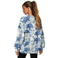 thumbnail image 6 of SCRAWLGOD Sea Turtle Floral Print Blue White Womens Long Sleeve Sweatshirts Casual Crewneck Pullover Tops Drop Shoulder Fashion Sweatshirt with Pocket for Daily Wear, XL, 6 of 7
