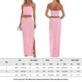 thumbnail image 2 of Trajes De Verano De 2 Piezas Conjunto de falda de 2 piezas para mujer, falda superior sin mangas con espalda descubierta, traje de vacaciones con abertura lateral Ygjytge Rosa S para Mujer, 2 of 6