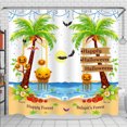 thumbnail image 1 of Tropical Halloween Shower Curtain - Fun Beach Scene Lanterns, 1 of 4