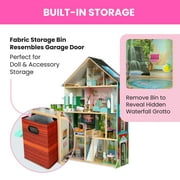 Delta Children Deluxe Maui Dollhouse with 50 Accessories - Large Wooden 4-Story Dollhouse with 12 Rooms - Working Elevator, Slide, Lights/Sounds - Fits 12-inch Dolls - Pretend Play Gift for Ages 3+