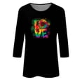 thumbnail image 4 of Qertyioot Valentine Cadeau pour Femmes, Mode Manches Trois-Quarts Col Rond Rétro Imprimé de Noël Haut Ample Blouse Manches Trois-Quarts, 4 of 4