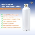 thumbnail image 3 of Flame King Propane Tank, 100 lbs, Multi-Valve with High-Capacity Filler, White, 3 of 6