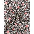 thumbnail image 4 of Allegra K Blusa Floral Para Mujer Con Cuello Anudado Y Manga Ondulada Negro XS, 4 of 5