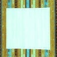thumbnail image 1 of Ahgly Company Machine Washable Indoor Square Solid Turquoise Blue Modern Area Rugs, 5' Square, 1 of 4