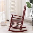 thumbnail image 2 of BplusZ Wooden Rocking Chair Porch Rocker Indoor, Red, 2 of 6