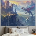 thumbnail image 2 of Chilfamy Fantasy Dragon Tapestry Suspended Castle Fairy Tale Forest Magical World Wall Hanging Home Aesthetics Wall Blankets Kids Room Dorm Decor, 2 of 6