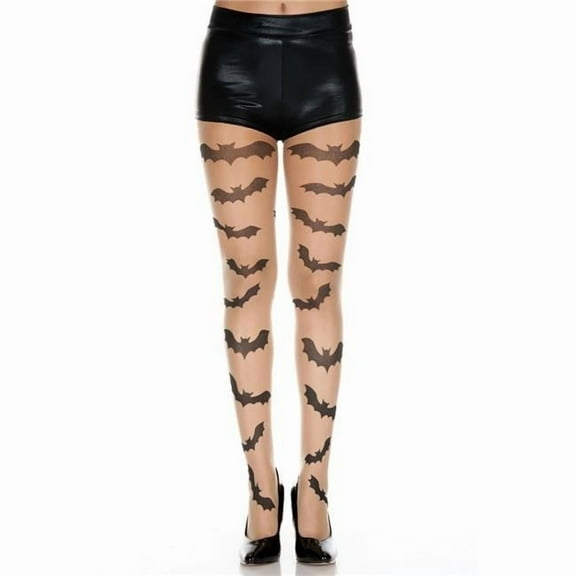 Music Legs Women's Flying bats print spandex pantyhose.