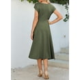 thumbnail image 3 of DOKOTOO Women's Summer Flowy A-Line Midi Dress for Party & Cocktail | Soft Cowl Neck, Ruched Waist with Cap/Short Sleeves Dresses, 3 of 8