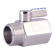 ARITA Mini Ball Valve 1000PSI WOG, Stainless Steel Handle Size: 1", Connection: Male/Female NPT