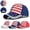 Red, variant on White American Flag Embroidery Baseball Cap Adjustable Buckle Strap USA Trucker Hat for Men & Women Patriotic Cap