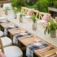 thumbnail image 3 of Blue Brown Plaid Cloth Napkins, Vintage Abstract Stripes Lattice Washable and Reusable Dinner Napkins Set of 6, Table Napkin for Kitchen Party Birthday Wedding Hotel Housewarming 20"x20", 3 of 8