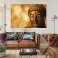 thumbnail image 3 of Bronze Buddha Statue with Golden Bokeh Background Poster Decorative Painting Canvas Wall Art Living Room Posters Bedroom Painting,Unframe-style,28×41inch (70×105cm), 3 of 8