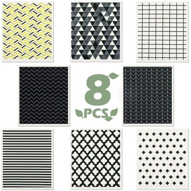 paños de cocina suecos, paños de limpieza de esponja reutilizables, paños de cocina absorbentes, toalla de mano para limpieza de cocina, 8 estilos