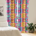 thumbnail image 2 of Ambesonne Emoji Curtains, Pop Art Polka Dots Smiling, Pair of 28"x84", Pink Teal Orange, 2 of 5